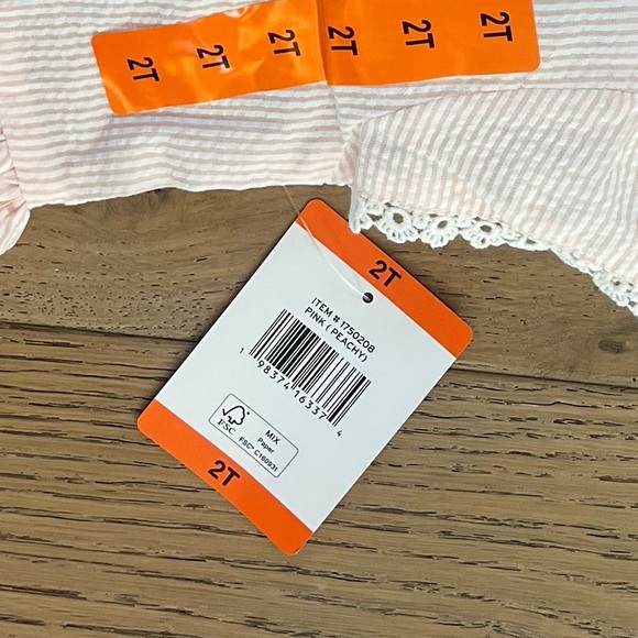 NWT Koala Kids Toddler Girl 2T Short Set Pink Seersucker Lace Summer Jean - Picture 8 of 8